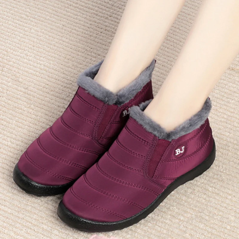 Women Slip On Winter Shoes For Women Waterproof Ankle Boots Winter Boots Female Snow  2024 Black Boots Femininas image 4