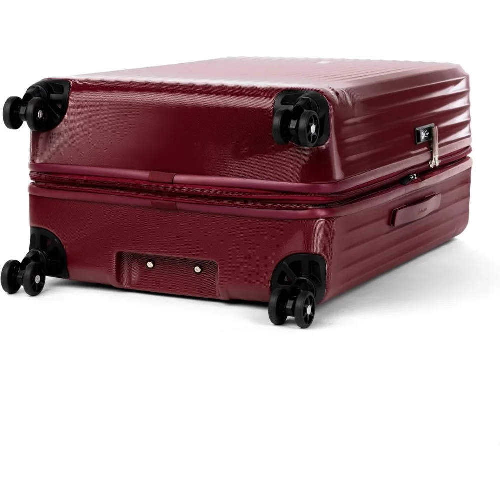 Легкий расширяемый твердый багаж с 8-спинневыми колесами и корпусом из поликарбоната.