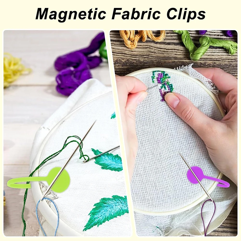 Fabric Huggers&Magnetic Fabric Clips for Cross Stitch Silicone Thread Spool Huggers Needle Minder Magnet for Embroidery Quilting