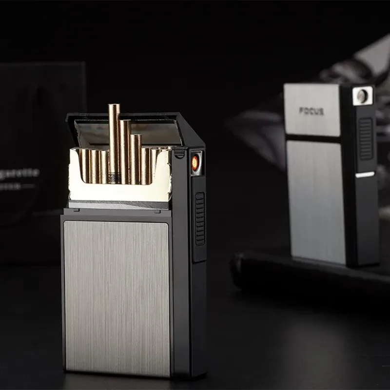 

Slim Cigarette Box Can Hold 20 Cigarettes, Replaceable Tungsten Lighter Cigarette Box, Creative and Personalized