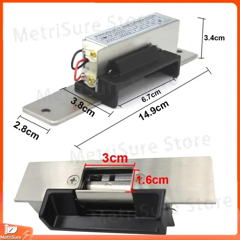 Strike Lock for Door Access Control System Fail-Safe Fail-Secure DC12V 24V Compatible with Door