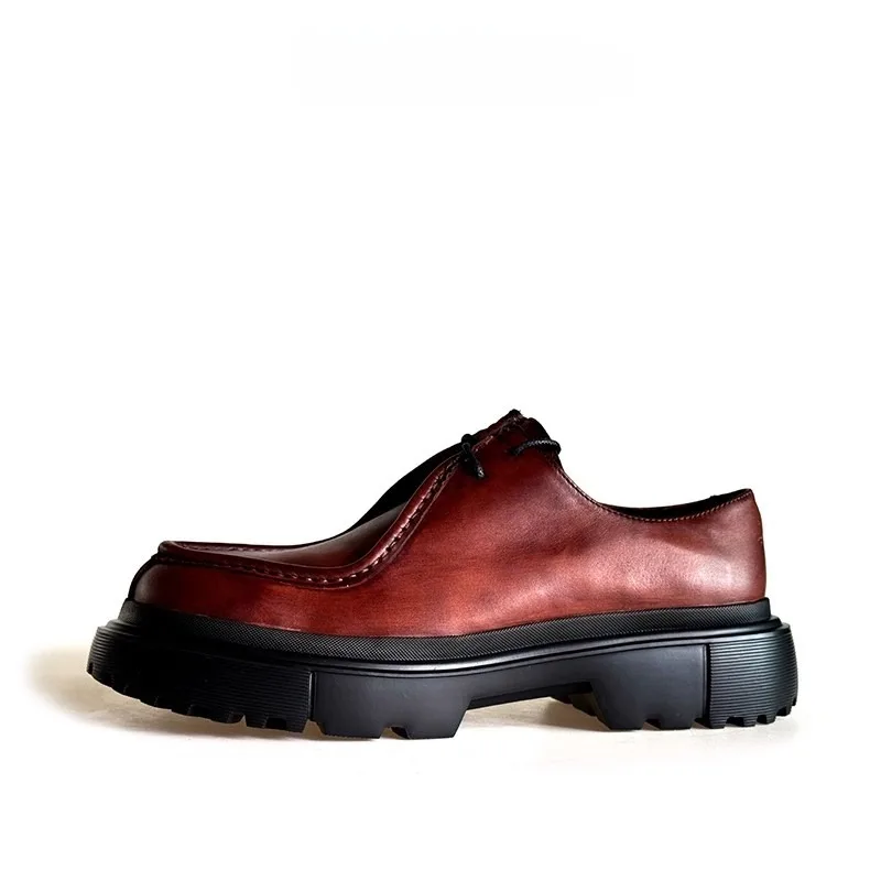 Luxury Vintage Men Casual Derby Shoes Handmade Premium Cow Leather Commuter Business Shoes British Gentleman Wedding Shoes