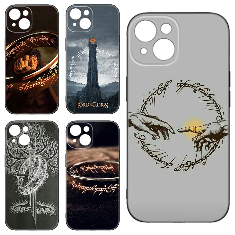 R-Rings Of The Lords Black Silicone Phone Case For Apple iPhone 12 13 Mini 11 14 15 Pro Max 7 8 Plus X XR XS SE 2020 2022