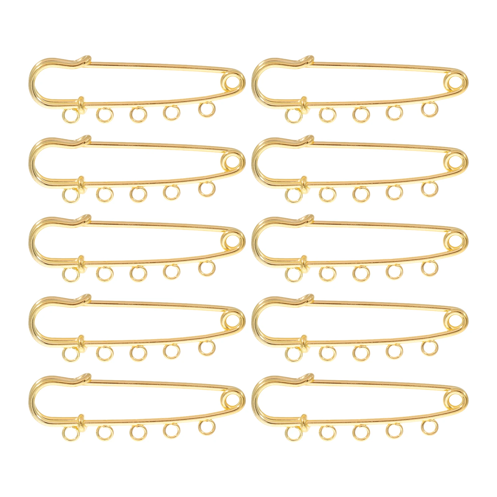 

10pcs Gold Small Safety For Clothes Pins 5cm 5Hole DIY Brooch Craft Accessories for Coats Hats Scarves Blankets Fabric Pins