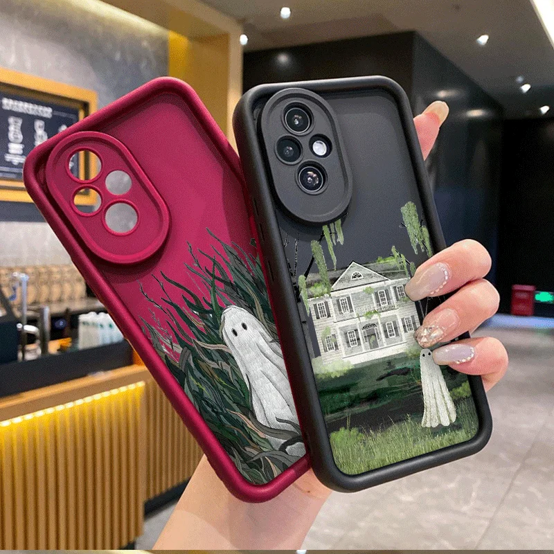 Ästhetische süße Cartoon-Geist-Handyhülle für Huawei Nova 11 10 9 7 SE P30 P20 Pro Y70 Y61 Mate 40 50 PRO Soft Cover Art Halloween