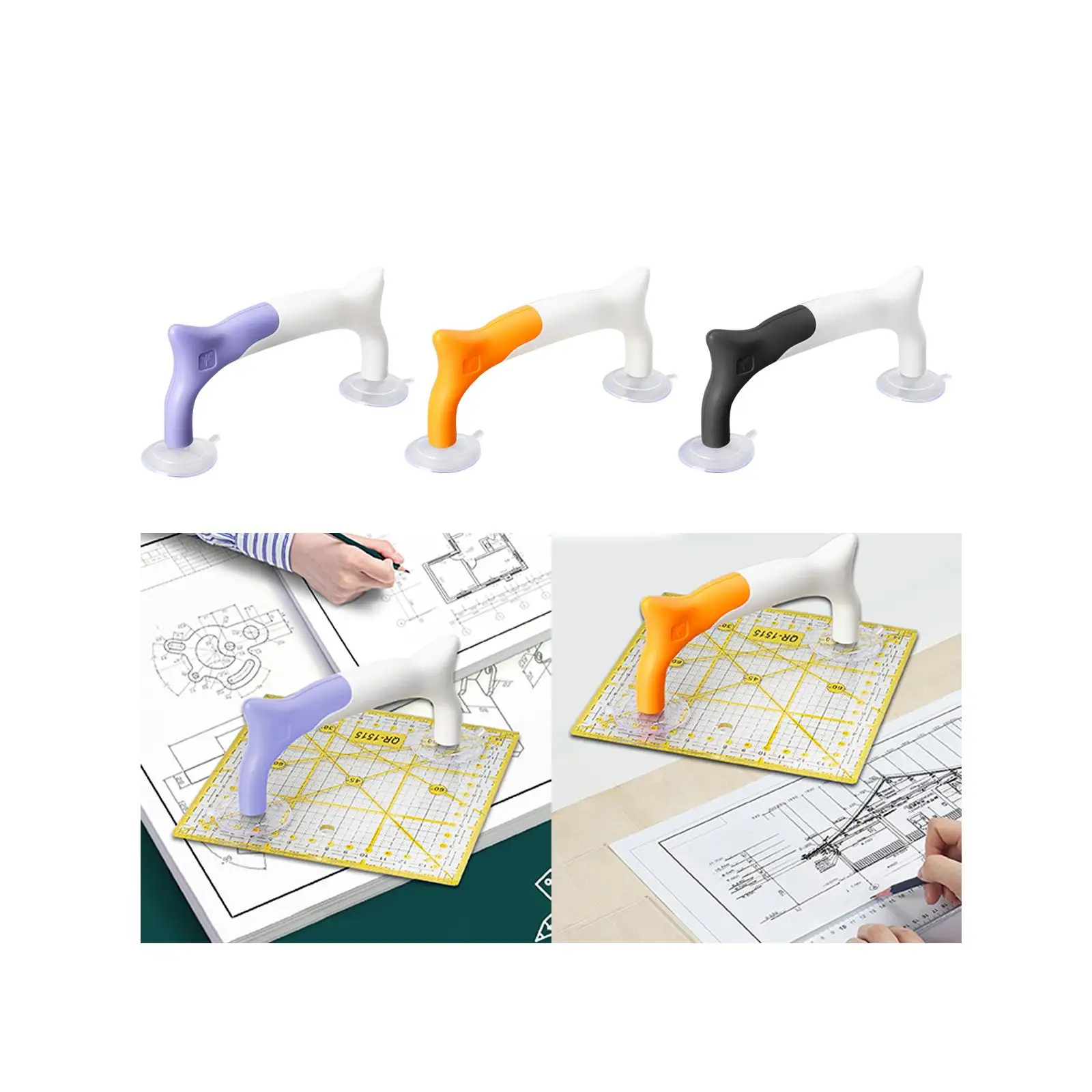 Suction Cup Suction Ruler Handle Plane Movement Colorful Ruler Holder for Tailor Ruler Patchwork Ruler Craft Quilting Templates