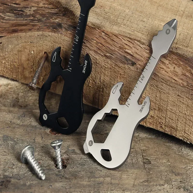 Multifunctional Guitar Camping Mini Convenient Portable Keychain American Accessory Wrench Bottle Opener Screwdriver Scale