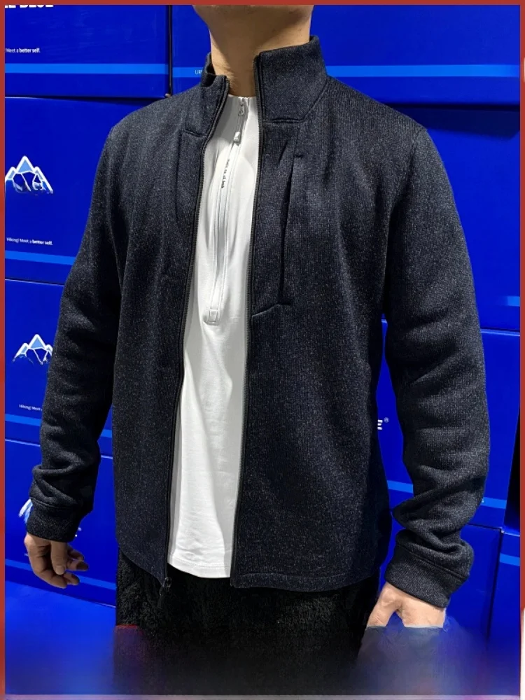 

Outdoor Men's Fce Jaet Zipper Closure Stand Collar Warmth Enhanced Long Sve Stand Fit Polyester Fiber Autumn Winter