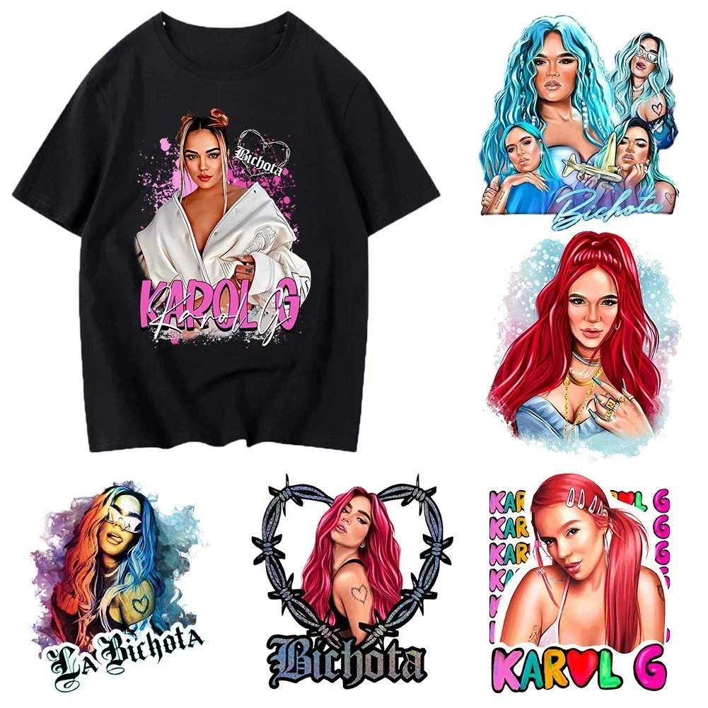 

15cm W Singer Girl Iron On Heat Transfer Sticker For Clothes Dtf Pinted Vinyl Thermal Appliques Creative Designs T-shirt Decal
