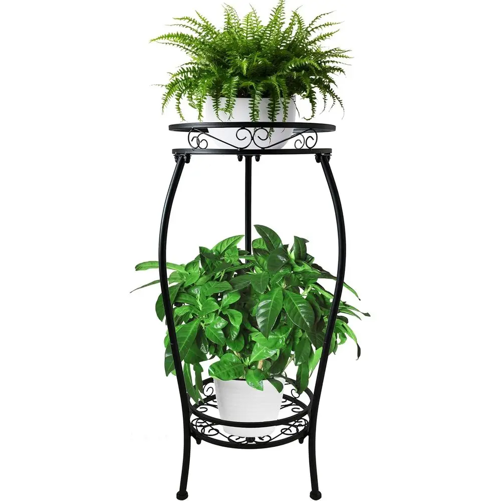 26.6 Tall 2-Tier Metal Plant Stand - Indoor/Outdoor, Heavy Duty Pot Rack for Multiple Potted Plants