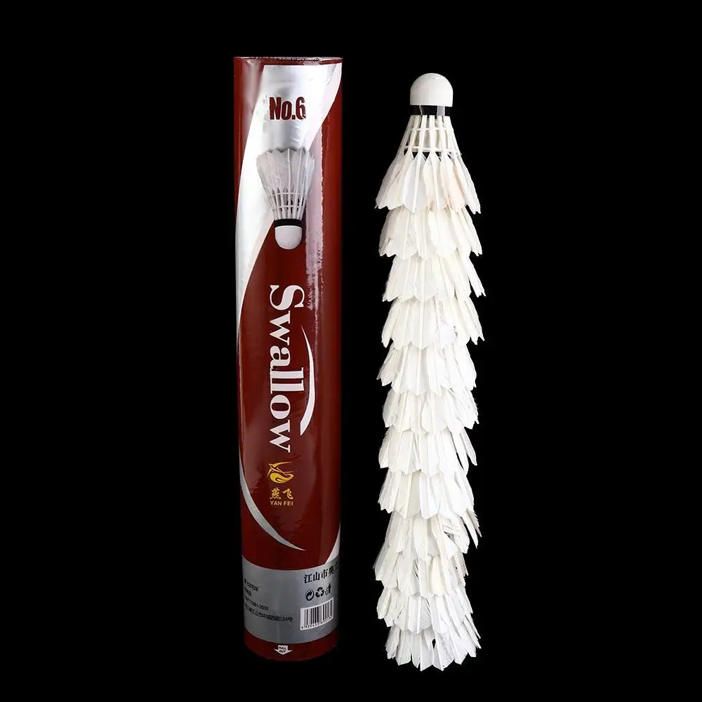 Training Super Durable Game Sports Fitness Cork 12 Pcs Shuttlecock Goose Feather Badminton Balls