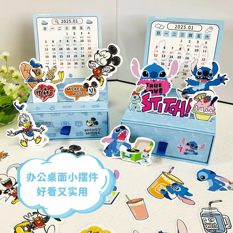 

2025 new Disney New Year Calendar Stitch Cartoon Calendar Creative Office Calendar Desktop Ornament Gift