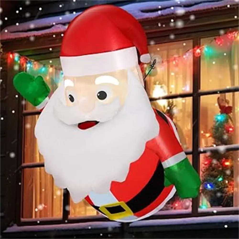 3.6FT Christmas Inflatable Toy Window Hanging Santa Claus Outdoor Decorations Window Wall Built-in LEDs Lighted Holiday Decor view 5