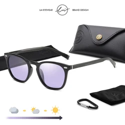 LM DESIGN Unisex Photochromic Sunglasses For Men Women Polarized Square Frame Aluminum Temples Fashion Colorful Eyewear UV400