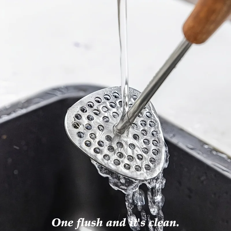 

1pc Stainless Steel Potato Masher with Wooden Handle,Handheld Food Press for Pumpkins,Sweet Potatoes,More-Durable Kitchen Gadget