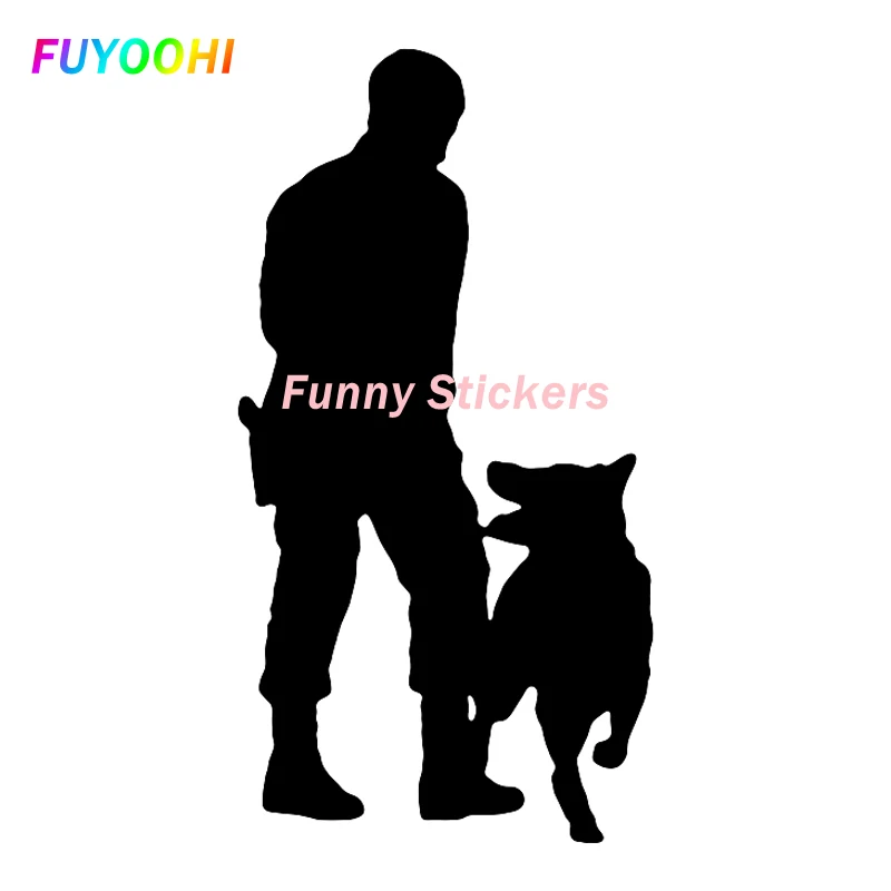 FUYOOHI Play Stickers Die-Cut Decal K9 Police Dog Car Sticker Waterproof Auto Decors on Car Body Bumper Rear Window Pegatina