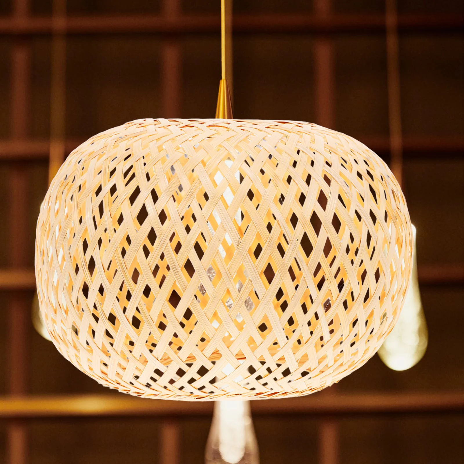 

1Pcs Bamboo Woven Lampshade Simple Style Lamp Cover Decor Chinese Style Woven Craft Light Shade Warm Atmosphere for Room