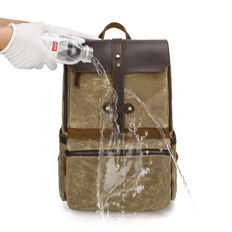 Zaino per laptop vintage da 15,6 pollici Donna Uomo Tela cerata Zaini da viaggio per il tempo libero Borse da scuola per borse casual retrò per adolescenti