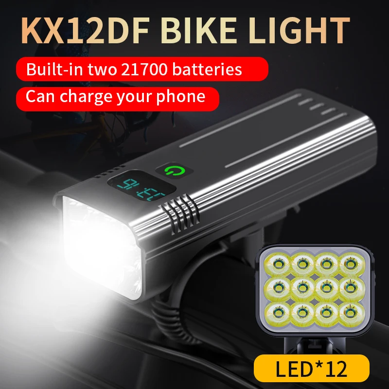 TRLIFE Upgrade 12 LEDS 10000mah Bicycle Light USB Chargeable Rainproof MTB Bike Light With 2 Holders Flashlight Bike Accessories