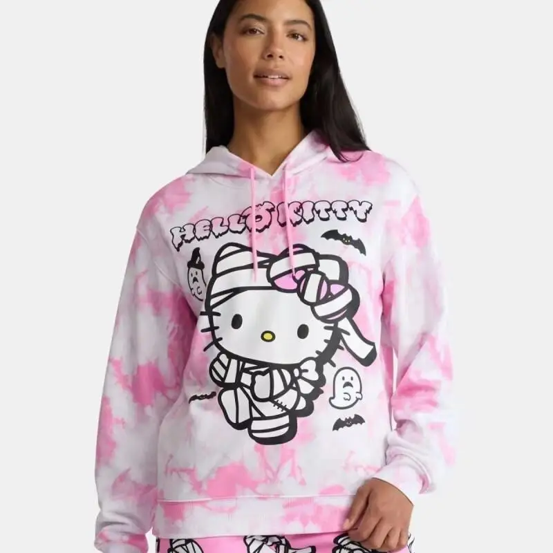 

Женская толстовка Sanrio Hello Kitty, пуловер, топы, толстовка с капюшоном, повседневная одежда из мягкого хлопка, осенне-зимняя американская мода