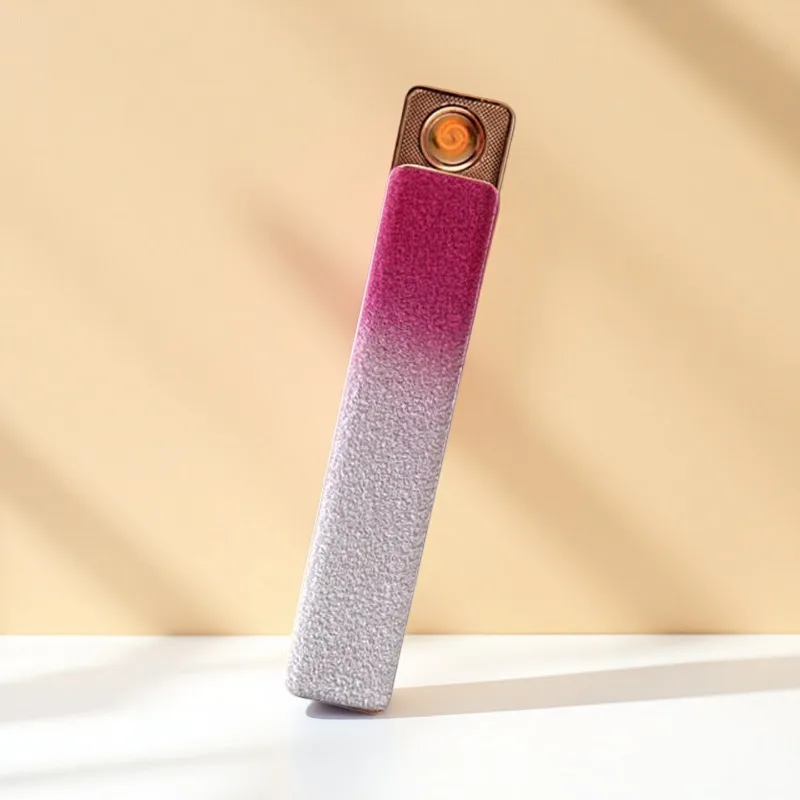 Creative slender diamond-encrusted rechargeable lighter for women, mini, compact and portable USB rechargeable cigarette lighter