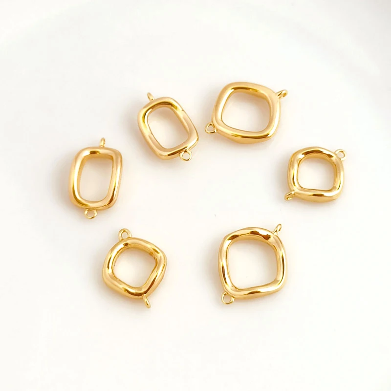 4pcs copper package 14K into irregular rectangular ring double hanger DIY hand bracelet necklace connecting accessories material