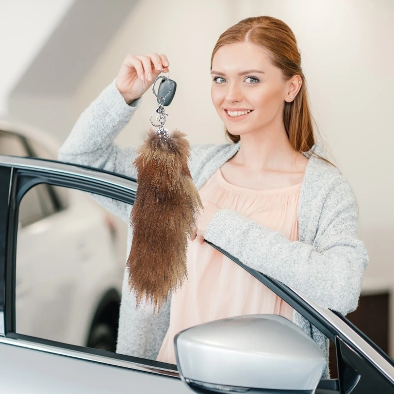 

CALLARON Tail Keychain Pompom Key Faux Animal Car Keyrings for Tote Bag Backpack Accessory