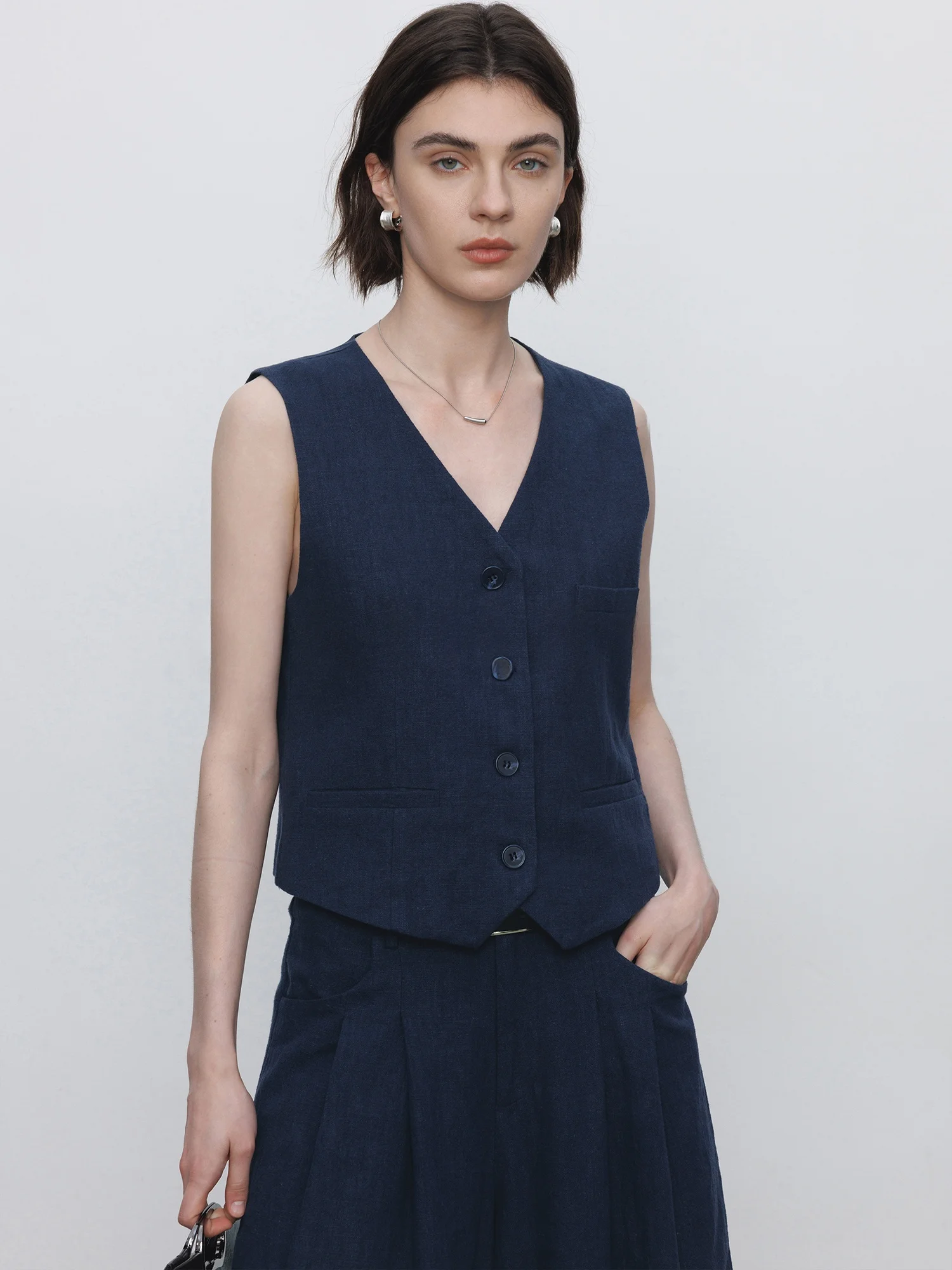

Maiher V-Ne Leisure Cotton Linen Jaet Women's Svel Outerwear Spring Summer Faion Simple Sle Pure Color Button
