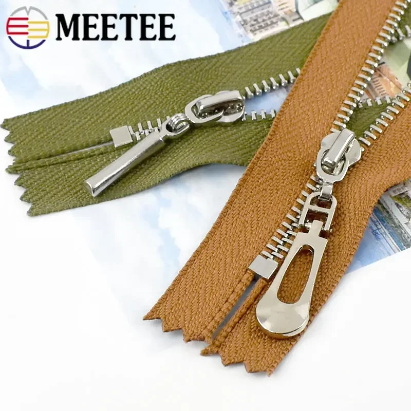 5Pcs 3# Metal Zippers 15/18/20/25/30cm Close-End Zipper for Sewing Bag Jacket Garment Decor Zip Reapir Kit DIY Accessories