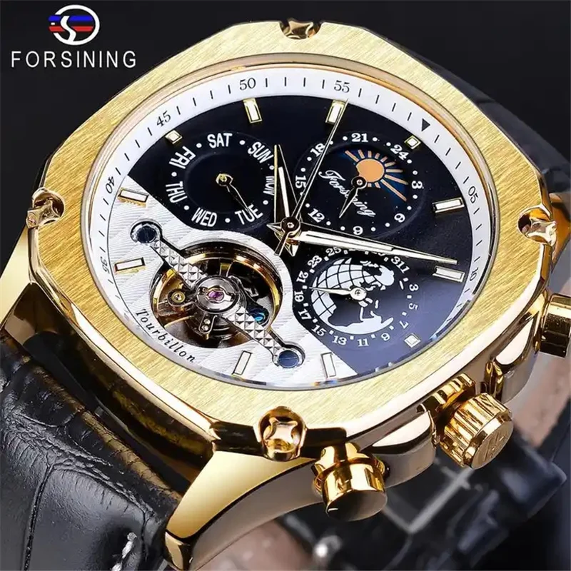 FORSINING 338L Brand Luxury Watch Youth Week Business Fashion Skeleton Automatic Mechanical Watches For Men Waterproof Clock