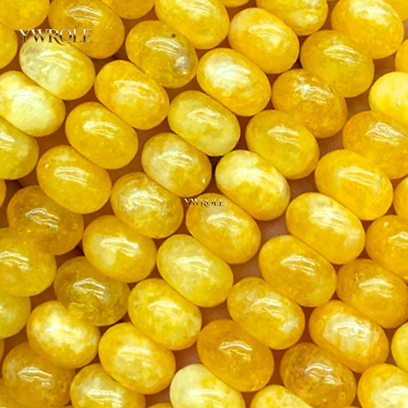 6x10mm Wheels Natural Stone Yellow Chalcedony Loose Spacer Beads for Jewelry Making Diy Bracelet Charms Accessories 15''
