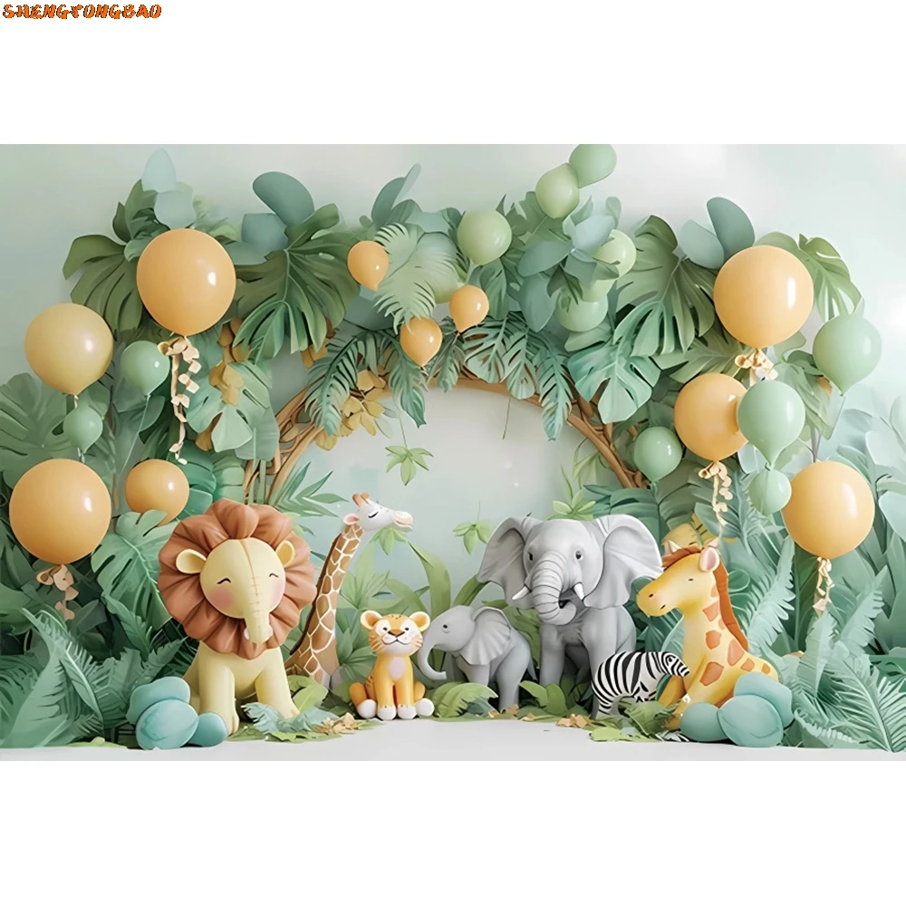 Arrière-Plan pour Photographie d'Animaux de la Jungle, Décor de ixpour Premier Anniversaire de Bébé, Portrait de Nouveau-Né, Accessoires de Studio Photo