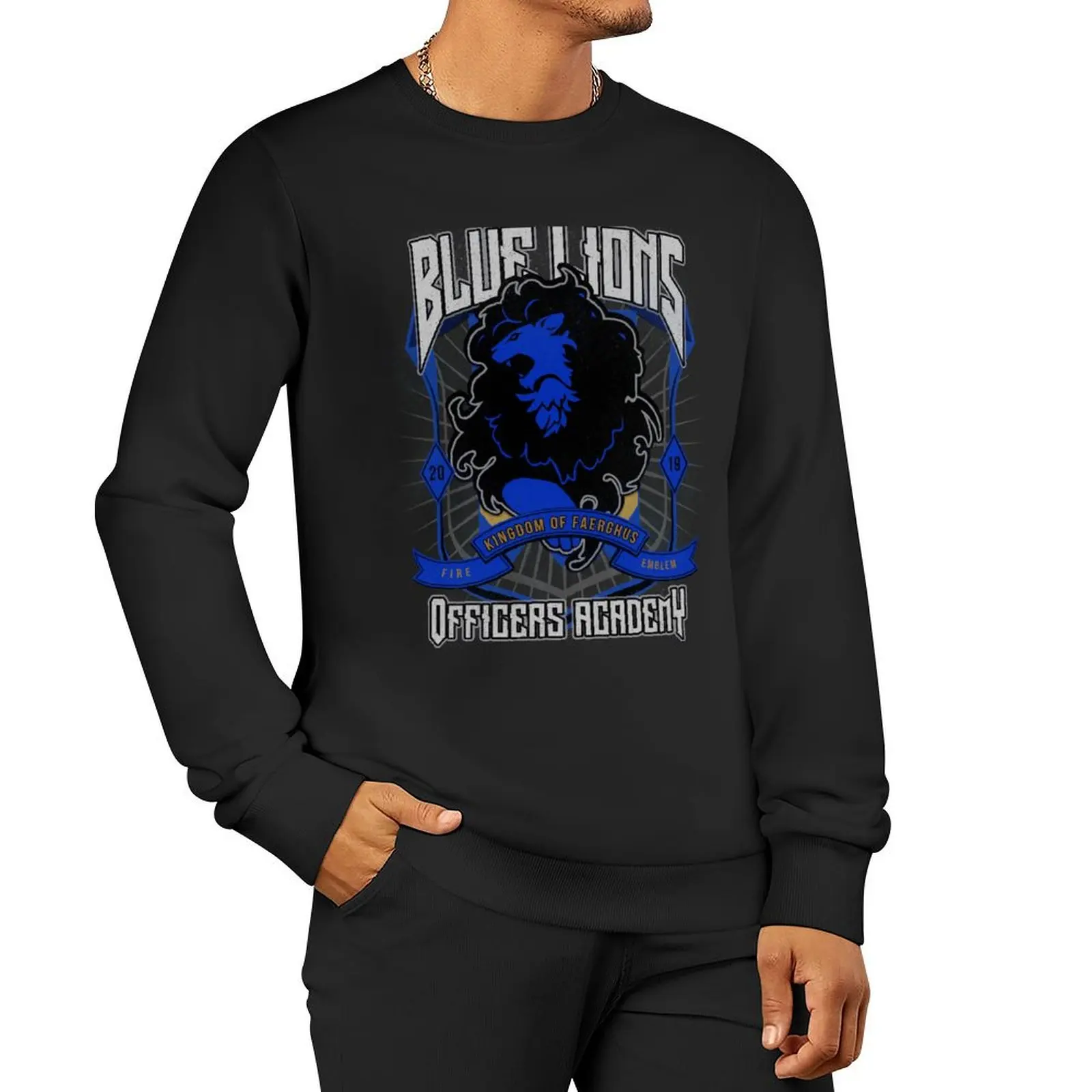 

Blue Lions Crest Sweatshirt korean clothes men's coat men's swea Sweatshirts