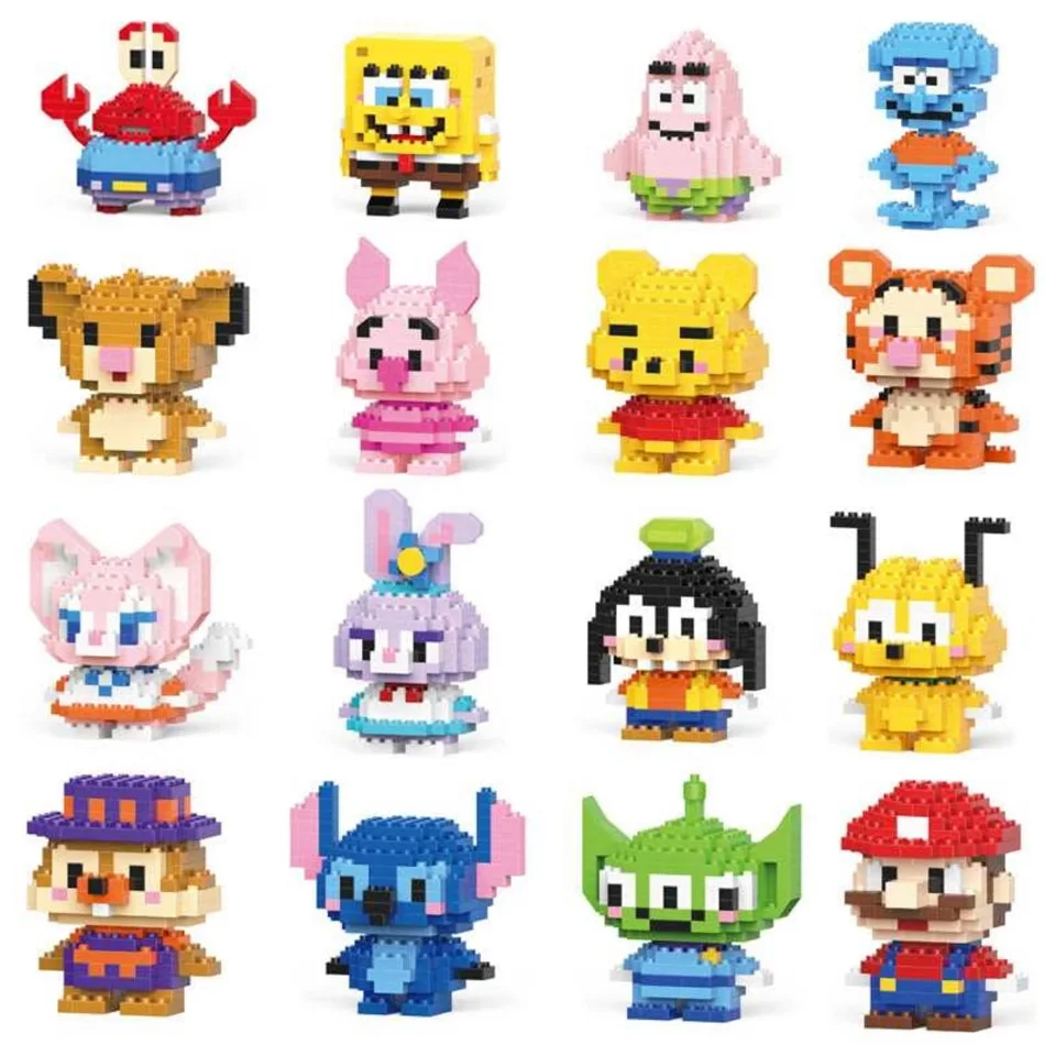 

Disney Anime Building Blocks Figure Vending Cart Series, Cartoon Small Particle Assembly Models, Fun Educational Toys for Kids,
