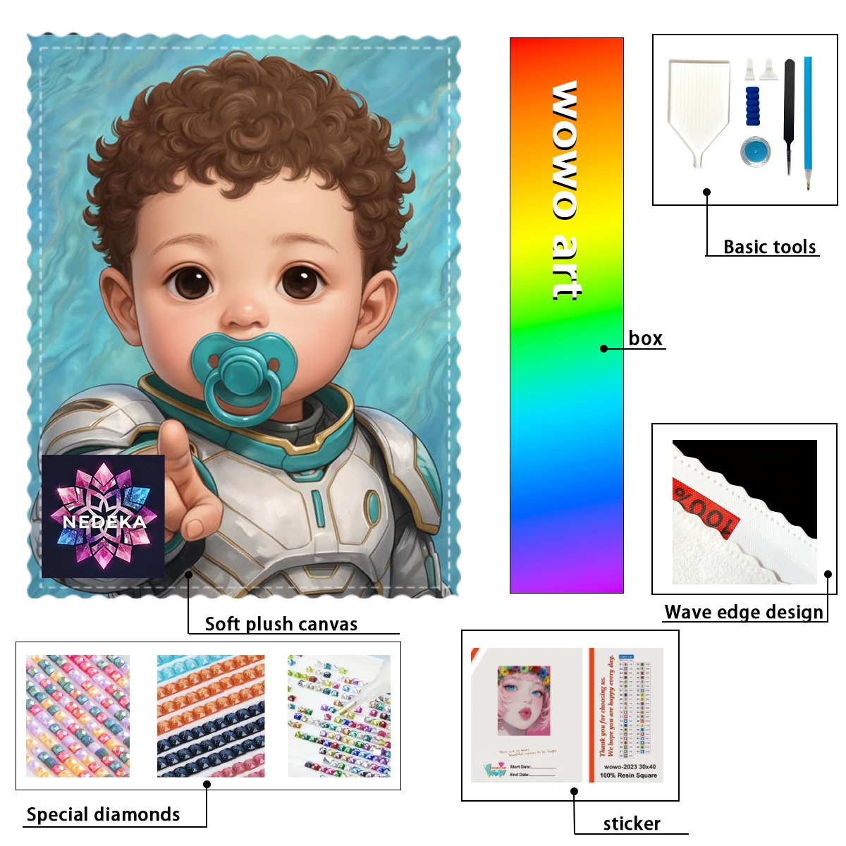 

【NEDEKA_ Diamond Art】Baby Warrior AB Rhinestone FD Rhinestone Perfect Resin Diamond