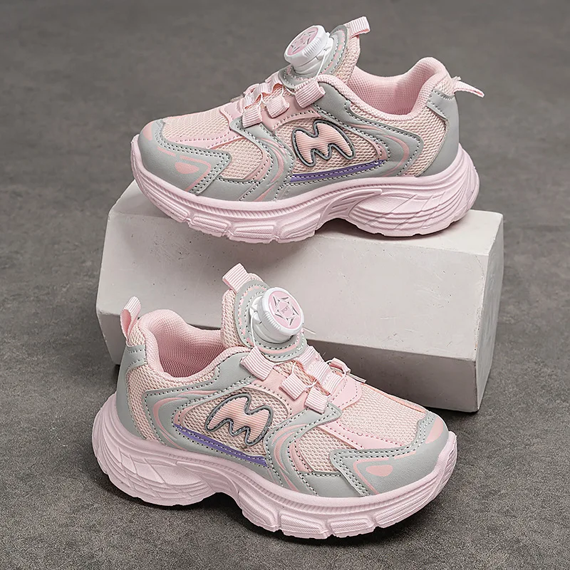

Kids'Casual Shoes Breathable Solid Color PU Leather Autumn Flat Running Shoes For Children Anti-slip Grey Pink Shoes Size 26-37