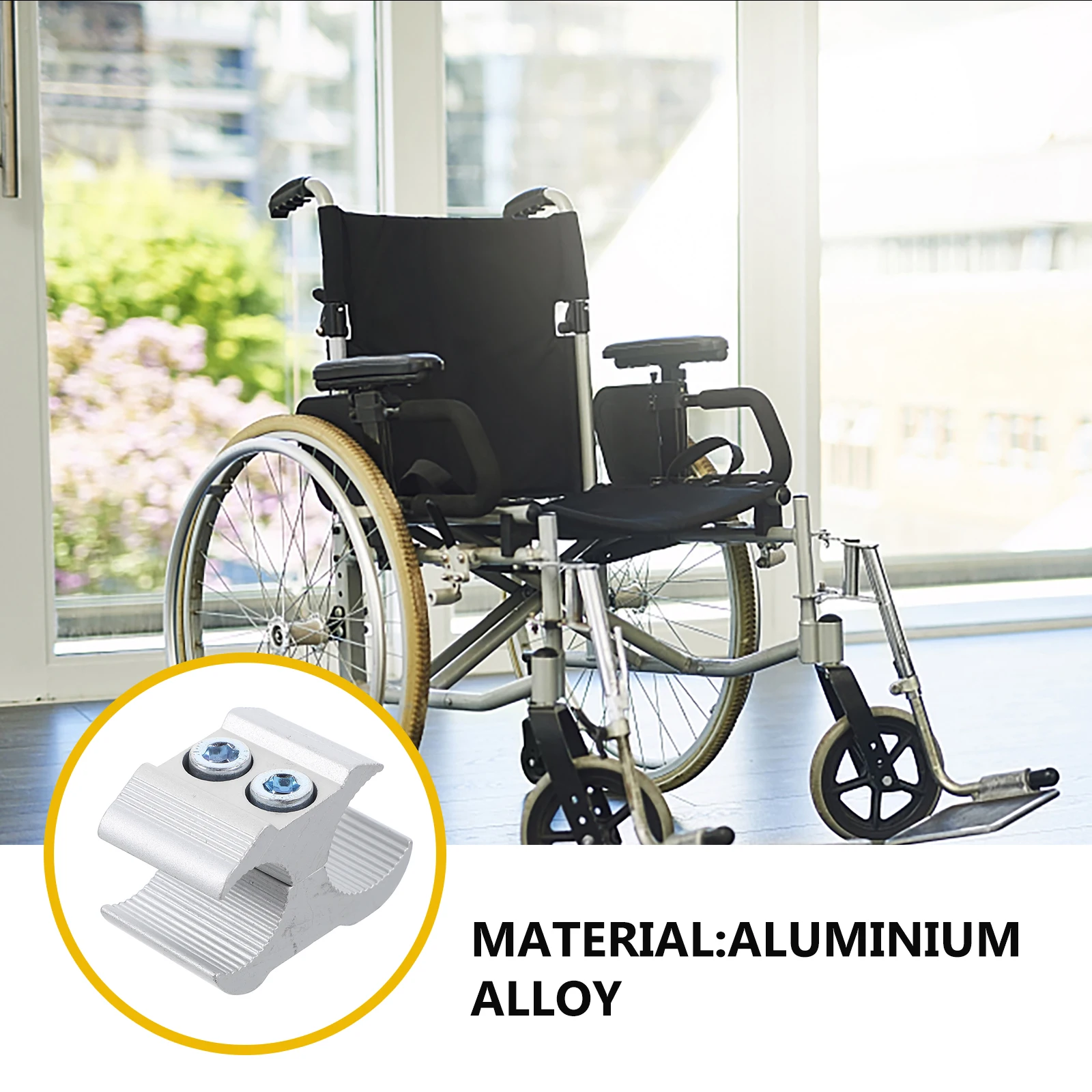 

1pcs Wheelchair Pipe Clamp Accessories 19mm 22mm 25mm Silver Aluminum Alloy Durable Easy Installation Indoor Outdoor Use Stable