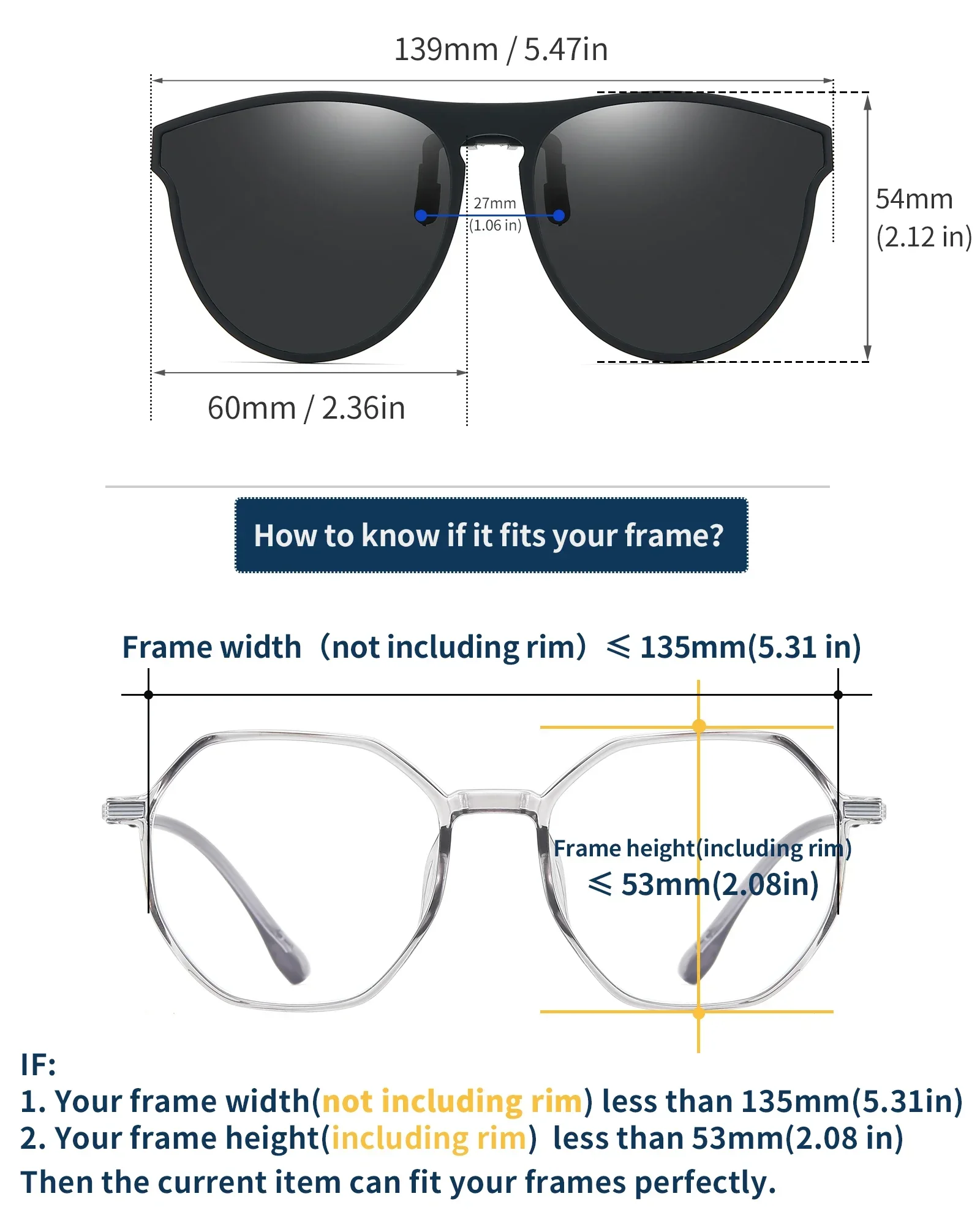 GUZTAG 편광 낚시 야외 클립온 플립 업 클립, 무테 선글라스, 처방 안경용 TAC 렌즈, UV400 GK3