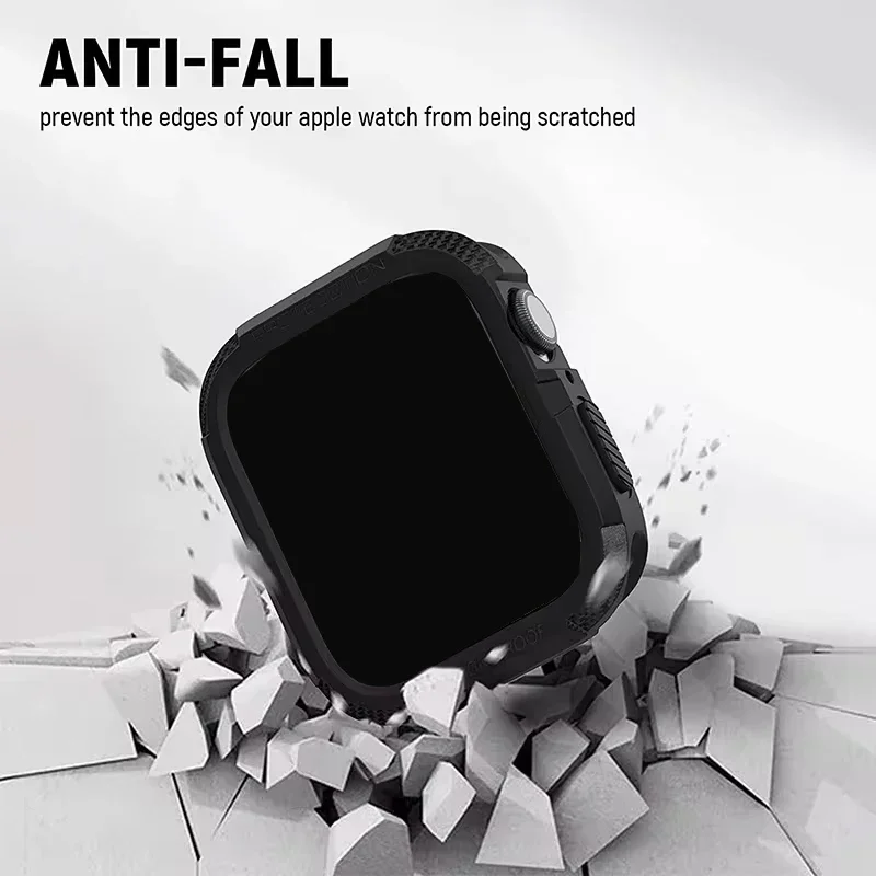 Rugged Cover for Apple Watch Case 44mm 40mm 45mm 41mm 42mm 38mm TPU Screen Protector Case iWatch series 9 7 8 se 6 5 Accessories