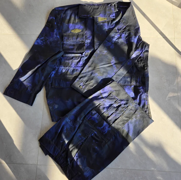 Blue Black Ruins Camouflage Uniform Man Spring Include Jacket Pants