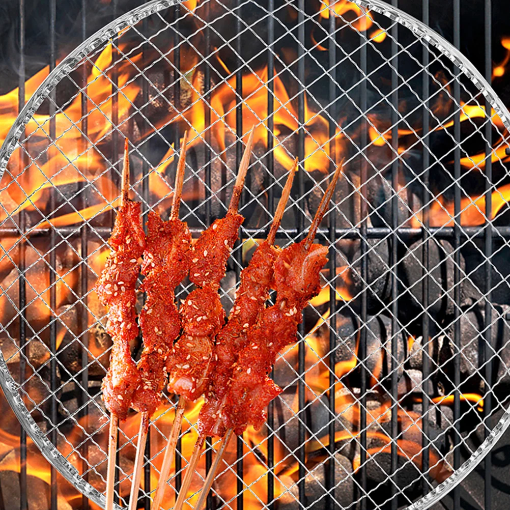 

10pcs Stainless Steel Grill Grate Mesh Pad Round Cooking Net for Outdoor BBQ Camping Fire Pit Travel Picnic Grilling Activities