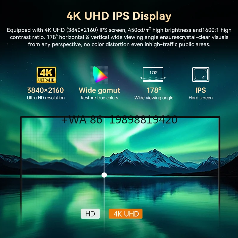 43" Wall Mounted Interactive Touch 4K Display Screen Digital Signage for Exhibition Booth