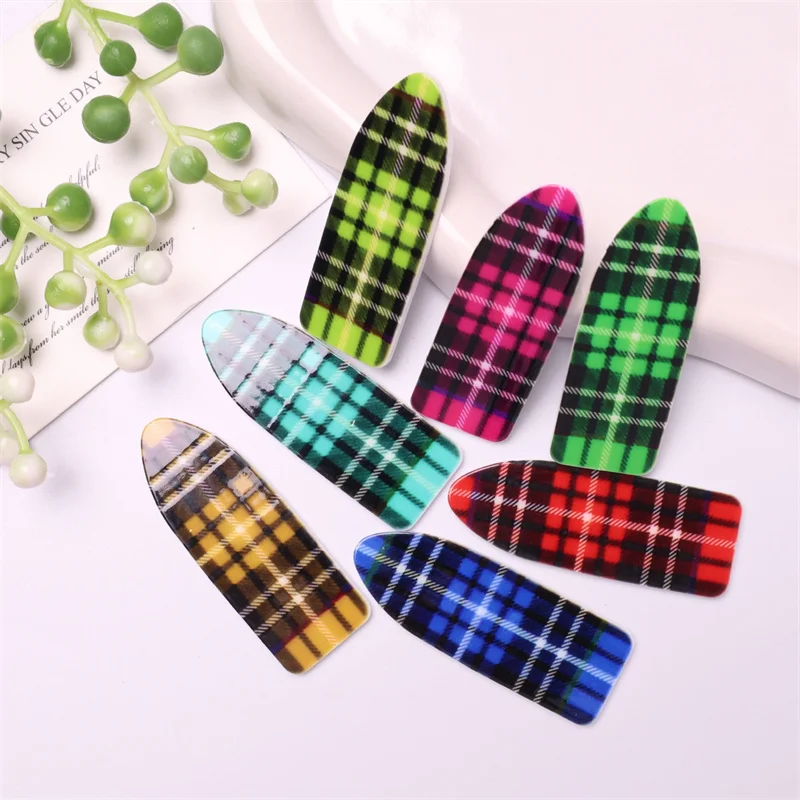 Wholesale 50pcs/lot color plaid pattern print geometry Rectangle shape acrylic beads diy jewelry garment hair accessory