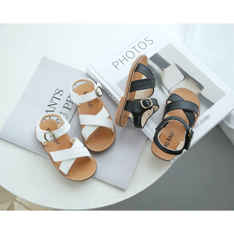 Summer Children White Girls Sweet Sandals For Infant Baby Toddler Kids Cute Beach Sandals 1 2 3 4 5 6 7 Years old New Flat Shoe