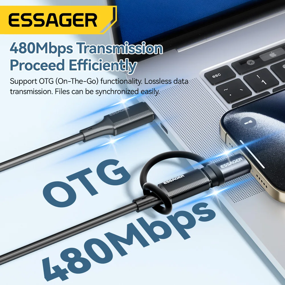 Essager-Adaptateur d'éclairage à charge rapide de type C, IOS femelle vers USB C mâle, connecteur pour iPhone 15 14 13 12 11 Pro, convertisseur IPad