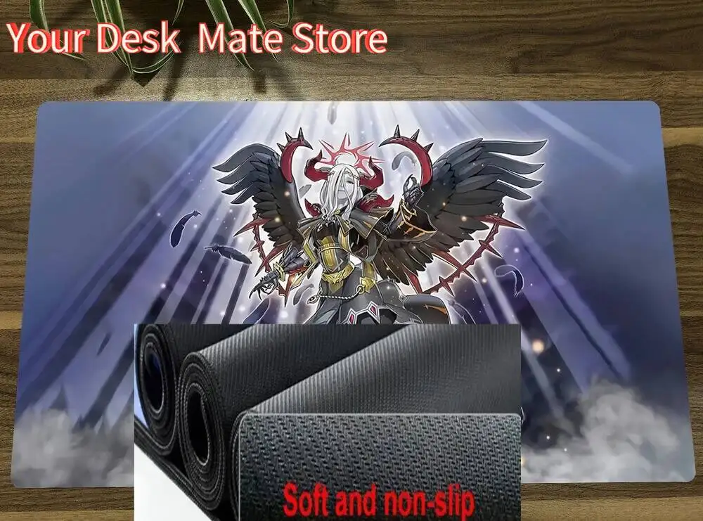 YuGiOh Condemned Darklord TCG-Matte, Anime-Sammelkartenspielmatte, CCG-Spielmatte, rutschfestes Mauspad, Schreibtischunterlage, 60 x 35 cm, inklusive Tasche