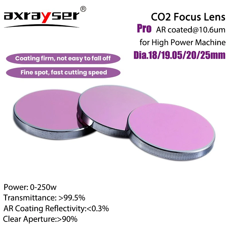 Focus Lens CO2 Pro Dia.18/19.05/20/25mm FL38.1/50.8/63.5/76.2/101.6mm for Laser Engraving Cutting Machine Spare Parts