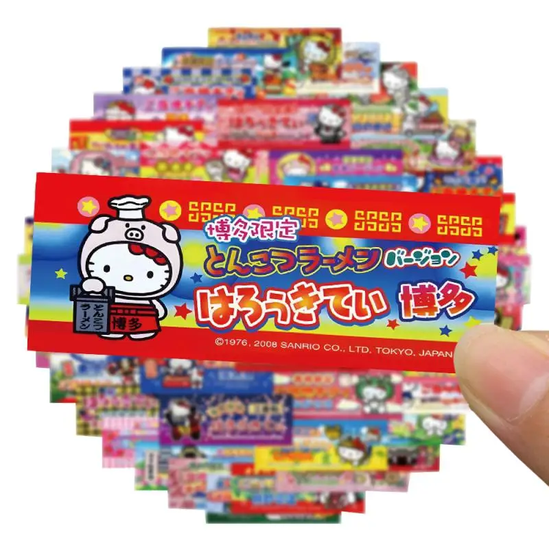 

100 шт., каваи Sanrio HelloKitty, квадратная водонепроницаемая наклейка, чашка для воды, настольное украшение «сделай сам», мультяшная аниме-периферия, подарок на день рождения