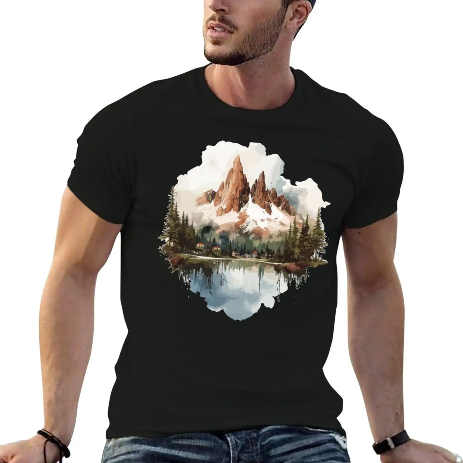 Dolomites mountains Fitted Scoop T-Shirt quick-drying shirts graphic shirts men