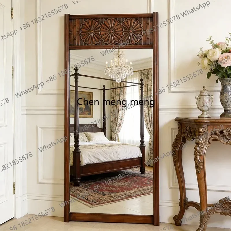 A50 Medieval full-body mirror French retro home floor-to-ceiling mirror classical carved full-length mirror